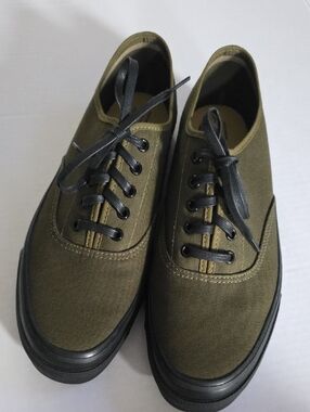 Buck Mason Olive Canvas Low-Top Sneakers